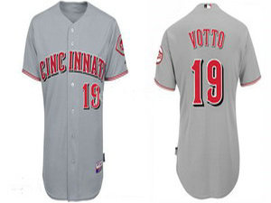 Reds #19 Joey Votto Grey Cool Base Stitched MLB Jersey - Click Image to Close